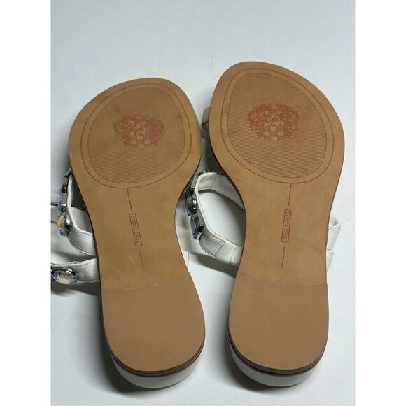 VINCE CAMUTO AMBRIDIL LADIES SIZE 8,5 LEATHER WHITE SANDALS SHOES TOE LOOP - Picture 7 of 9